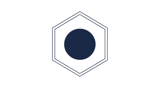 Hexagon Shape With Dark Circle Inside.
