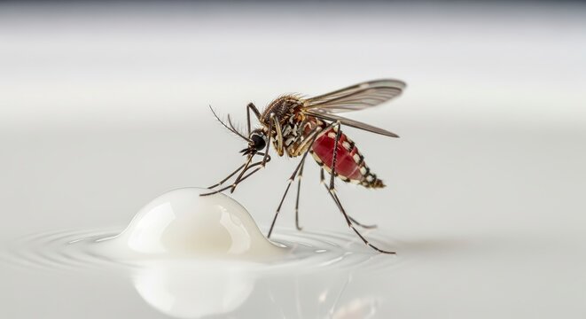 Mosquito Feeding on Blood Closeup Macro.
