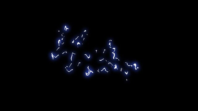 Lightning Thunderbolt Strike Animation, Shiny energy blasts, Comic Style Energy Explosion, glowing bolt energy motion, glowing flash FX energy burst loop, blue energy dissolve effect black background