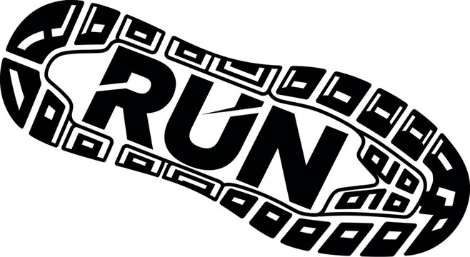 A stylized logo featuring the word run with a dynamic design and arabic script.