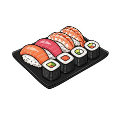 Japanese Food Vector Icons: Nigiri and Maki Sushi © Rizky