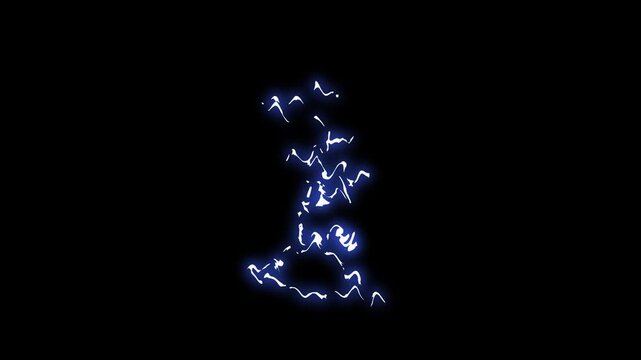 Cartoon electricity Shape Elements FX Pack, electric energy animation on ground, Flash FX Energy Overlay, 4k energy cartoon elements, Blue Lightning flash Thunderbolt isolated on black background.