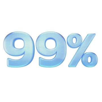 3D Blue Glossy 99 Percent Discount Symbol Isolated on Transparent Background