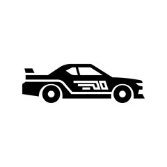 Obraz premium Race car glyph icon. Stock car solid illustration.