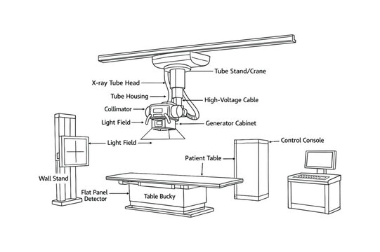 Xray Radiography Room Equipment Layout Diagram