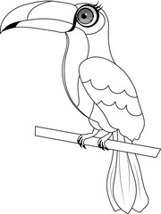 Fototapeta premium Cute zoo. Vector birds. Cute toucan. Coloring page template for kids. Editable vector