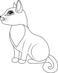 Fototapeta premium Cute zoo. Animals. A cute kitten is sitting. Coloring page template for kids. Editable vector