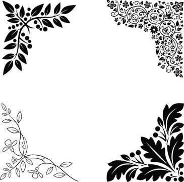 black and white floral border