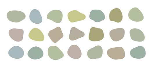 Organic Irregular Blob Shapes Set Pastel Muted Colors Fluid Abstract Forms Collection Vector Illustration