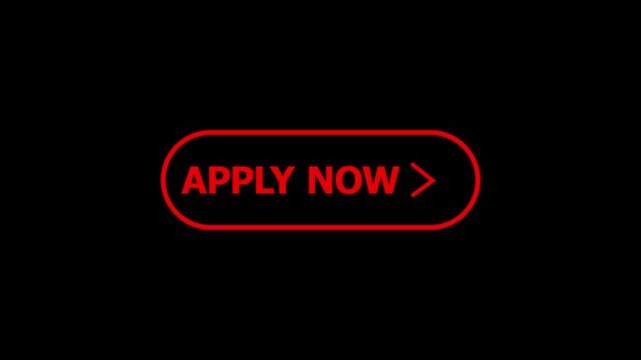 APPLY NOW Button. Simple, clean animation perfect for websites or apps UI,UX,GUI. animation on transparent background 