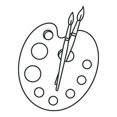 Painter tools  paint brushes on palette for art  creative hobbies icon