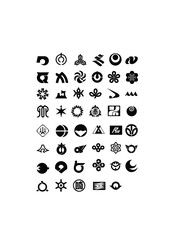 black and white icons set