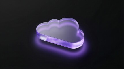 Glowing purple cloud icon on a dark background with neon lighting effects