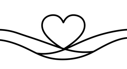 Elegant Minimalist Line Art Design With Abstract Swirling Heart Symbol on White Background