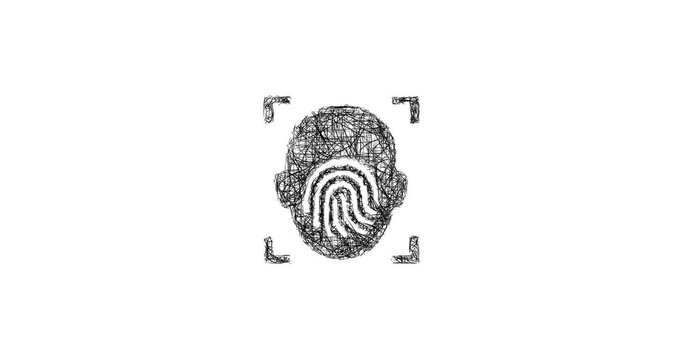 Sketch biometric scan icon animation - smooth progressive reveal