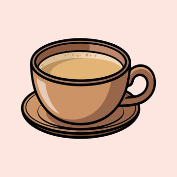 Nepali Butter Tea Vector Illustration of Traditional Suja with Creamy Foam in Cup