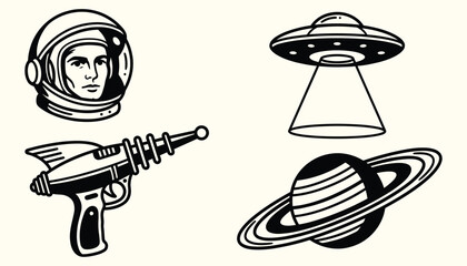 Retro Space Exploration Icon Set © Ghaghah24