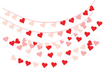 Romantic Heart Garland Background &ndash; Hanging Love Hearts Vector Illustration &ndash; EPS 10