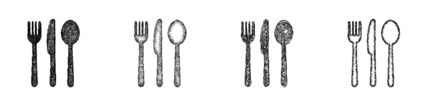 Sketch cutlery icon design set