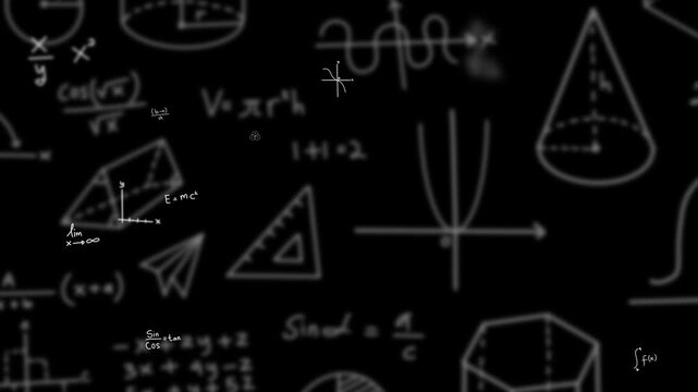 4k loop animation Math and Science Formula Chalkboard Background