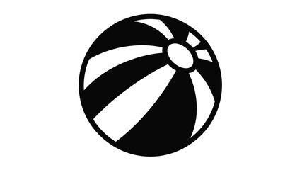 Black and white beach ball illustration a striking silhouette © MD