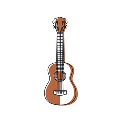 Obraz premium Stunning brown and white acoustic guitar with black strings