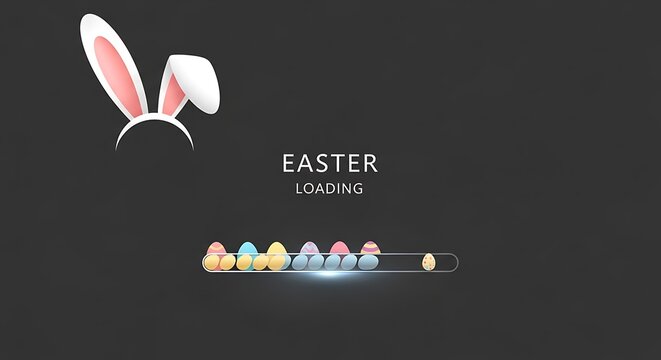 Easter eggs and bunny ears on a dark background easter celebration