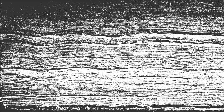 Black and white textured horizontal striations with rough organic patterns abstract