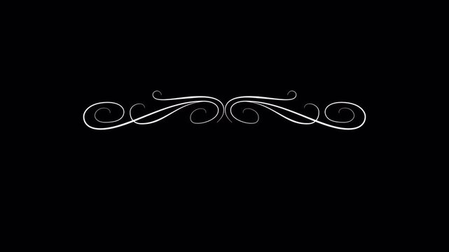 Elegant Flourish Design Element on Black Background.