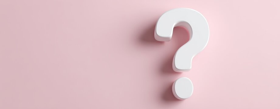 The Question Mark Symbol on Pastel Pink Background with Shadowed Minimal Design