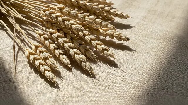 Golden Wheat Stalks on Textured Fabric