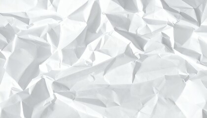 Obraz premium Tekstura białego pogniecionego papieru z licznymi zagnieceniami i cieniami, tworząca abstrakcyjne tło do projektów graficznych i prezentacji.