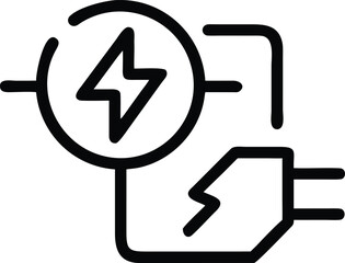 Electrical Power Connection Icon Showing Energy Source with Electric Plug and Hand Transfer