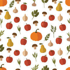 Obraz premium Assorted Fruits and Vegetables Pattern Design.