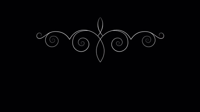 Elegant Flourish Design Element on Black Background for Titles and Dividers.