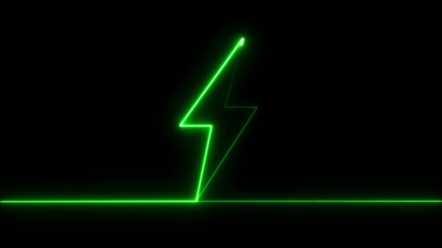 Glowing neon battery charging icon animation. battery charging animation with power icon . Neon Battery charging power symbol, lightning bolt sign.
