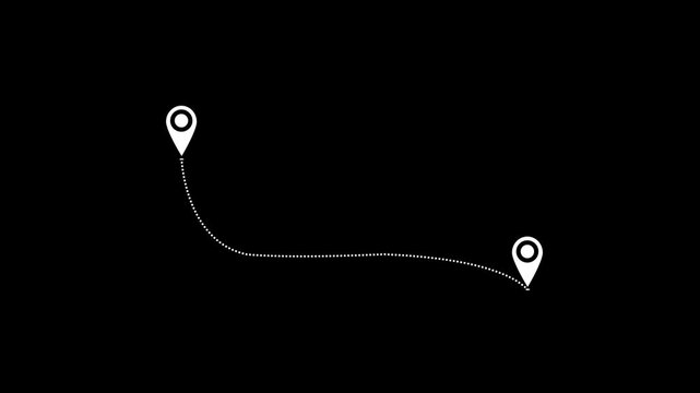 Location tracker pin pointer with radio waves target place fix place location pointer position location tracking animated on black background.