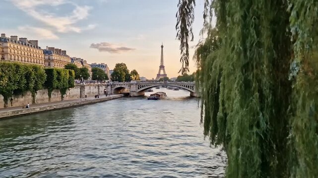 Seine River Serenity - A Parisian Evening Stroll Along the Quai.