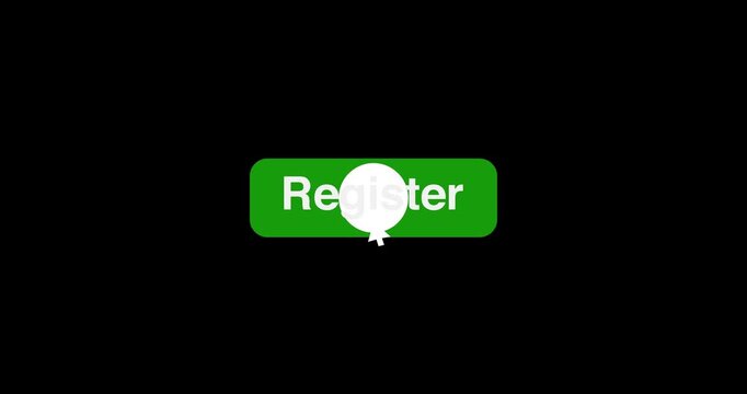 Button Click or press Register button on transparent background. Click on Register button with arrow cursor