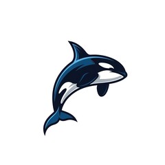 Obraz premium Stylized orca whale logo in blue and white