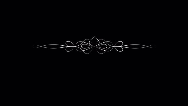 Elegant Glowing Ornate Flourish Design Element on Black Background.