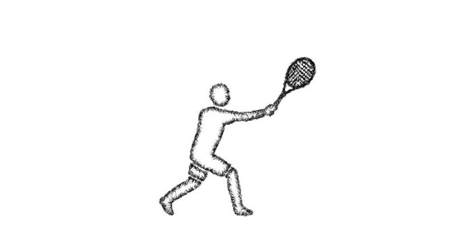 Sketch tennis backhand icon animation - smooth progressive reveal