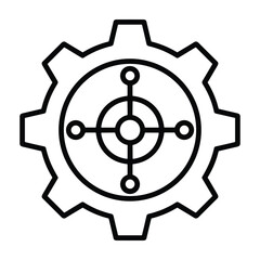 Obraz premium Gear with concentric circles and target symbol icon, technology, industry, connection, science