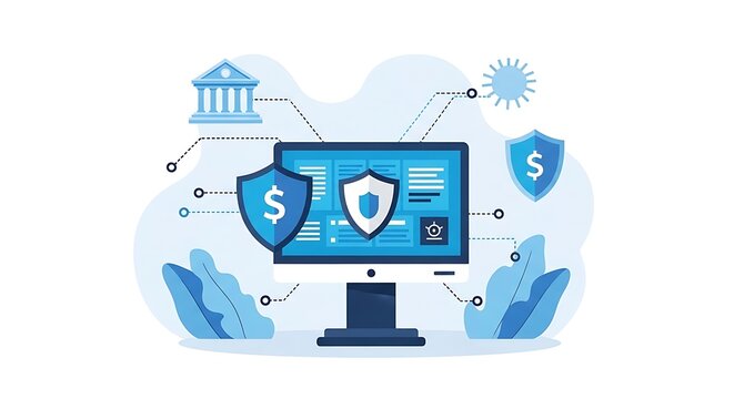 Online Security and Financial Protection Concept.