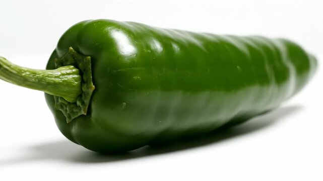 Green Serrano Pepper Isolated on White Background