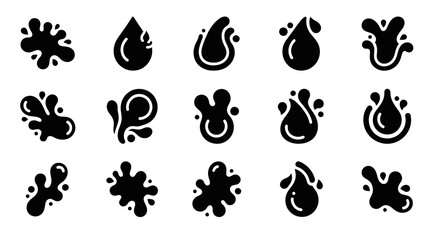 Obraz premium Black ink splatter set. Abstract drops shapes collection