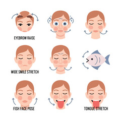 Fototapeta premium Facial Expressions of a Cartoon Woman.