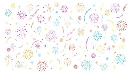 Fototapeta premium A colorful fireworks display on a white background