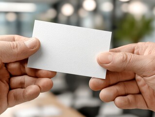 Hands Presenting Business Card Exchange Networking.