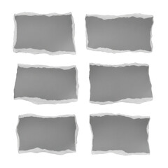 A grid of six gray rectangles with rough edges on a white background.